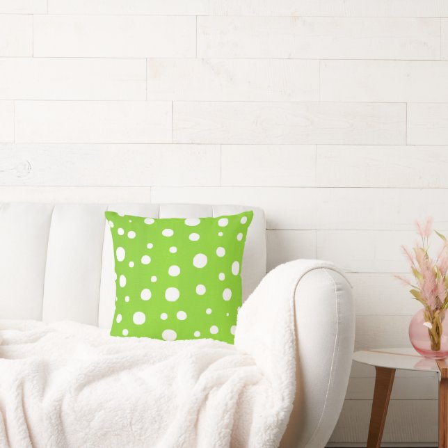 Lime White Polka dots Kudde (Soffa)