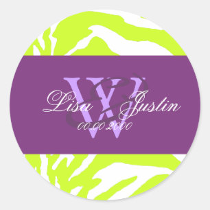 Lime zebra/monogram-klistermärken runt klistermärke