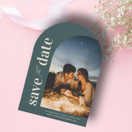 Limed Spruce Modern Arch Photo Spara datum Inbjudningar