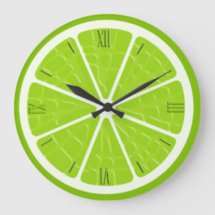 Limefrukt Stylized fruktskiva Stor Klocka