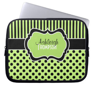 Limefrukt svarten, vit, Polka pricker randlaptop Laptop Sleeve