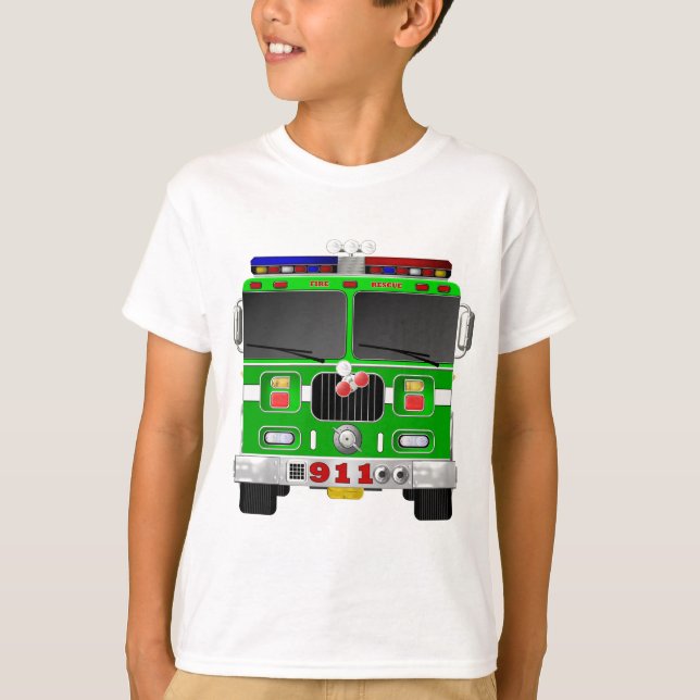 Limefruktgrönt avfyrar lastbilen tee shirt (Framsida)