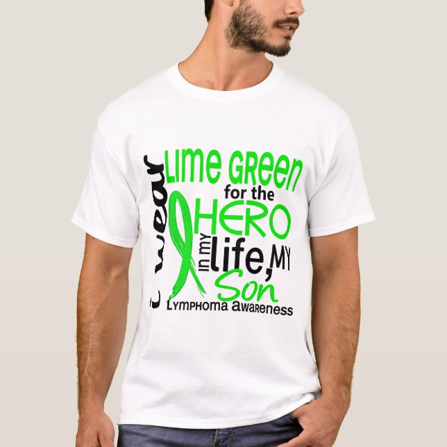 Limefruktgrönt för Sonlymfkörtelcancer för hjälte Tee Shirt (Framsida)