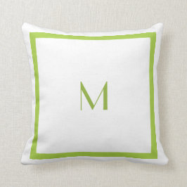 Limefruktgrönt kvadrerar med monogramen kudde