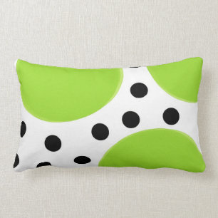 limefruktgrönt med svart polka dots lumbarkudde