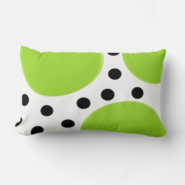 limefruktgrönt med svart polka dots lumbarkudde (Framsida)