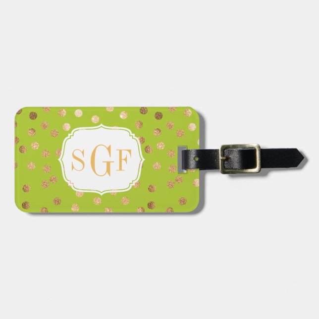 Limefruktgrönt och den guld- glitterstaden pricker bagagebricka (Horisontell Framsida)