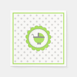 Limefruktgrönt- och grå färgbaby shower pappersservett