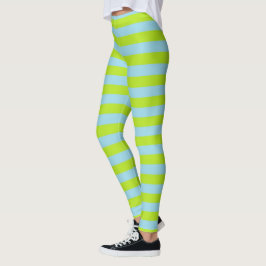 Limefruktgrönt och pastellfärgade blåttrandar leggings