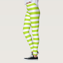 Limefruktgrönt- och vitrandar leggings
