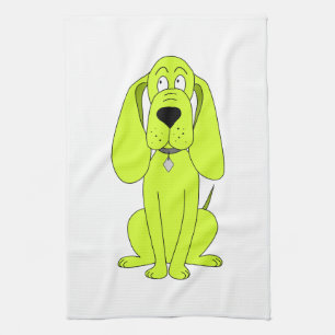 Limefruktgrönthund. Gullig hundCartoon. Kökshandduk