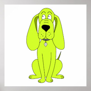 Limefruktgrönthund. Gullig hundCartoon. Poster