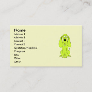 Limefruktgrönthund. Gullig hundCartoon. Visitkort