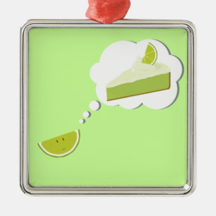 Limefruktskiva som är tänkande av pajen julgransprydnad metall