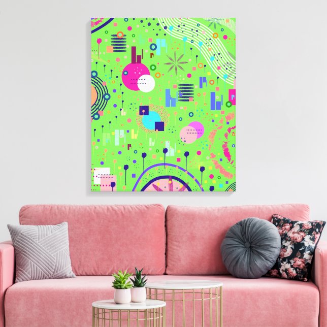 Limegrön abstrakt tryck (Insitu (Vardagsrum))