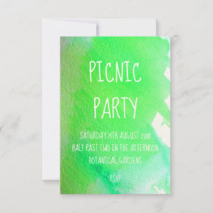 Limegrön akvarell modern picknickfest inbjudningar