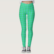 Limegrön Aqua med litet mönster > Leggings