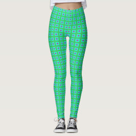 Limegrön Aqua med litet mönster > Leggings