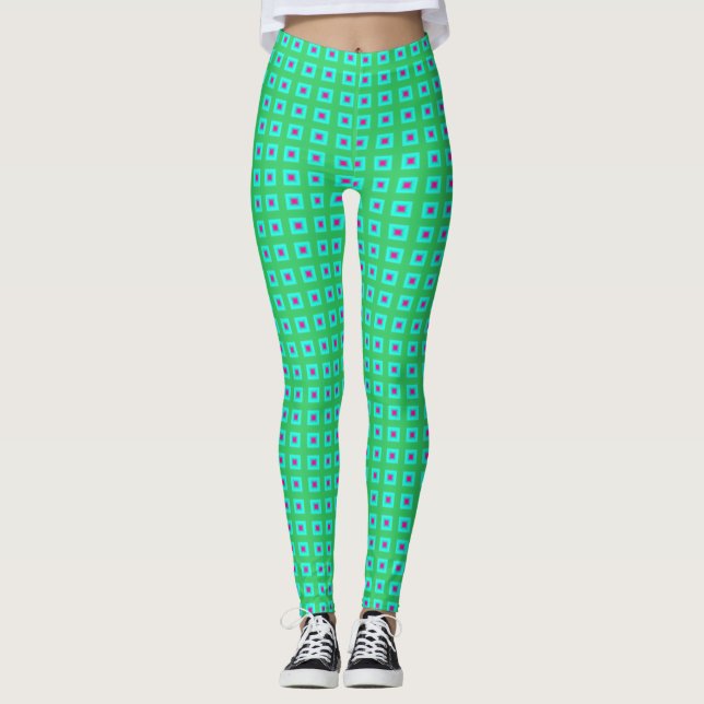 Limegrön Aqua med litet mönster > Leggings (Framsida)