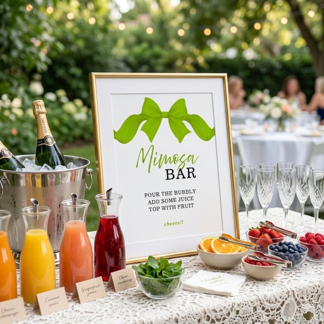 Limegrön bandimitation Mimosa Bar Bröllopsduschsky Poster (Skapare uppladdad)