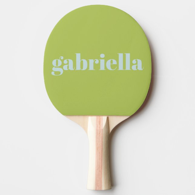 Limegrön blå fet typografi Personligt namn Pingisracket (Framsidan)