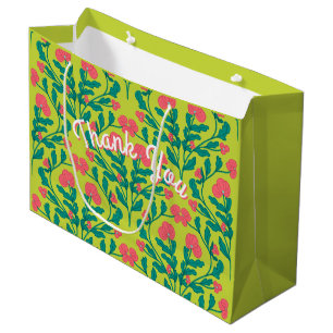 Limegrön blommig grenpresentpåse