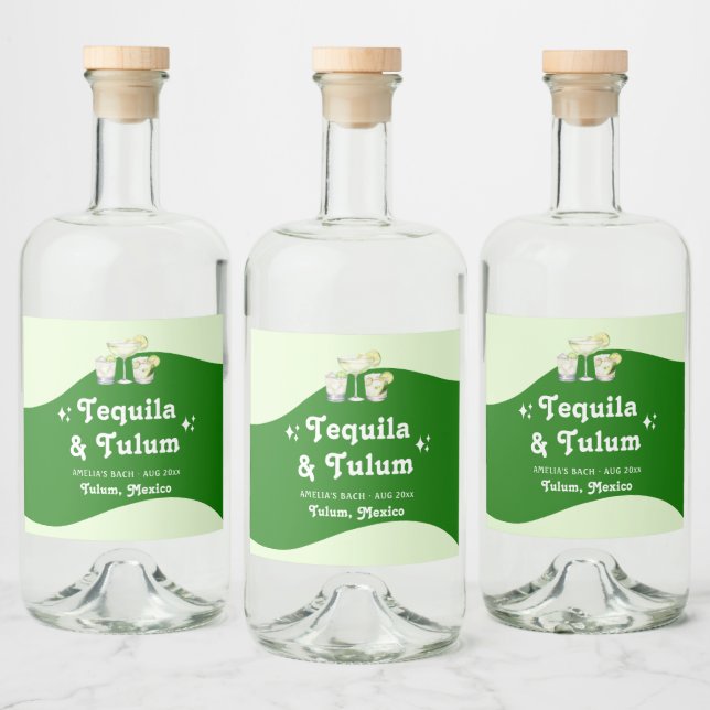 Limegrön Citrus Tequila & Tulum Möhippa Spritflaskor Etikett (Flaskor)