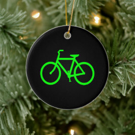 Limegrön cykel julgransprydnad keramik