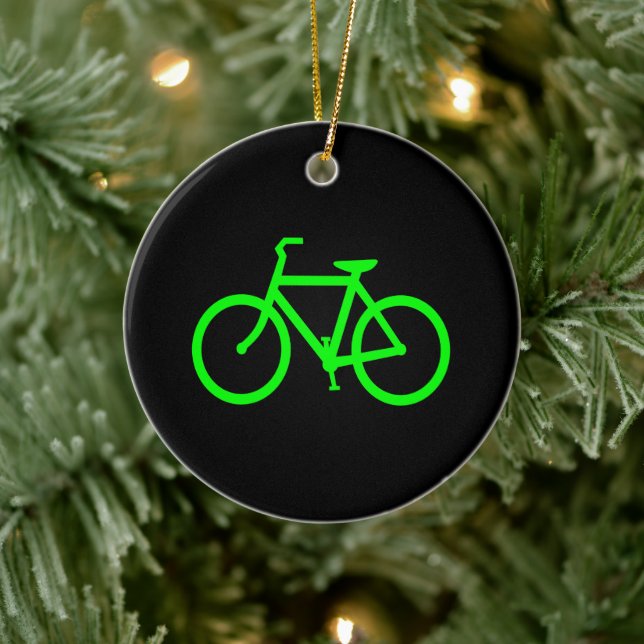 Limegrön cykel julgransprydnad keramik (Träd)