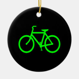 Limegrön cykel julgransprydnad keramik