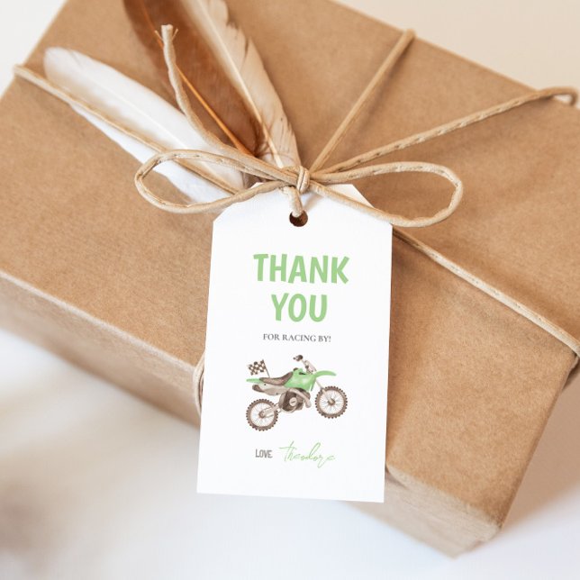 Limegrön Dirtbike Födelsedagspresent Tag Presentetikett (Skapare uppladdad)