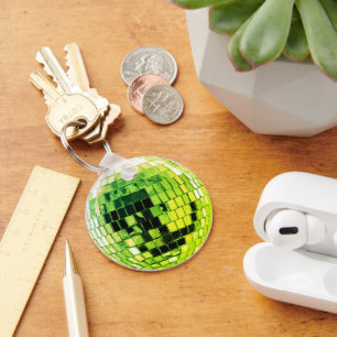 Limegrön Disco Disco Boll Nyckelring