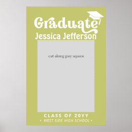 Limegrön fin fotobågsram för examensfirande poster