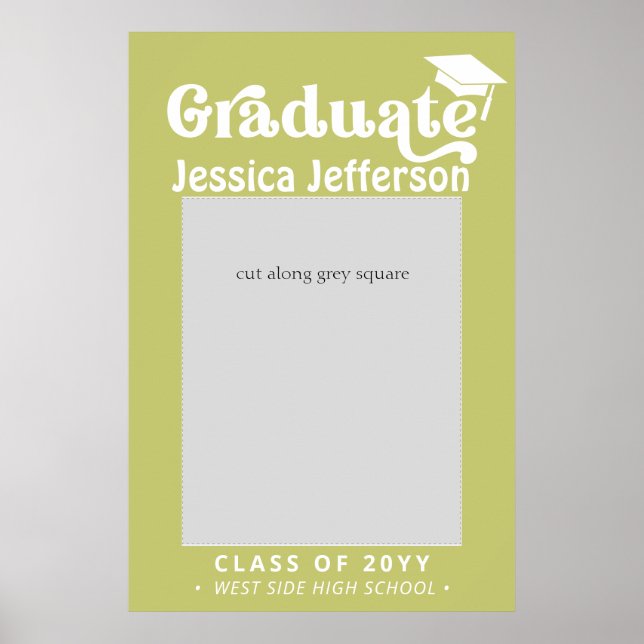 Limegrön fin gradueringsfotobådsram poster (Framsidan)