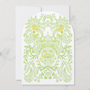 Limegrön Fjärilar Gul Whimsical Fåglar Bröllop Inbjudningar