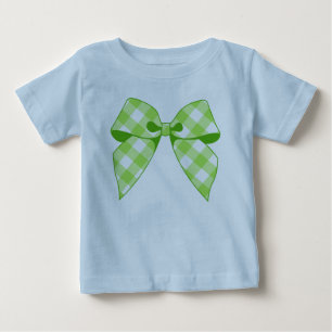 Limegrön Gingham-båge Key Lime Småbarnsruffeltröja Tee Shirt