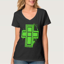 Limegrön Graffiti-Kors T-shirt