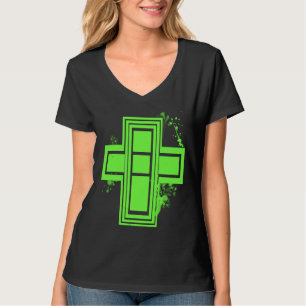 Limegrön Graffiti-Kors T-shirt