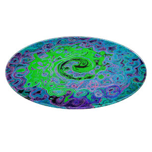 Limegrön Groovy Abstrakt Retro Flytande Virvel