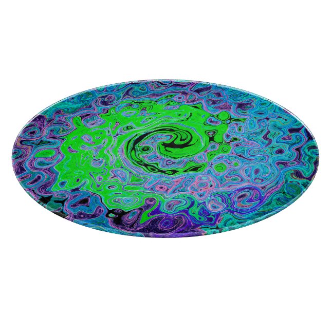Limegrön Groovy Abstrakt Retro Flytande Virvel (Hörn)