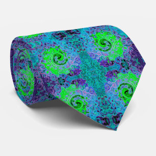 Limegrön Groovy Abstrakt Retro Flytande Virvel Slips
