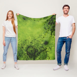 Limegrön Grunge med Svarta Accenter Fleecefilt
