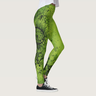 Limegrön Grunge med Svarta Accenter Leggings
