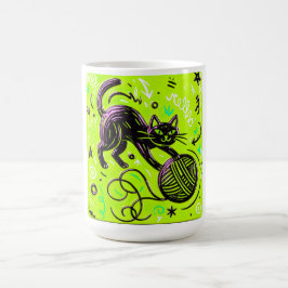 Limegrön kattgarn kaffemugg