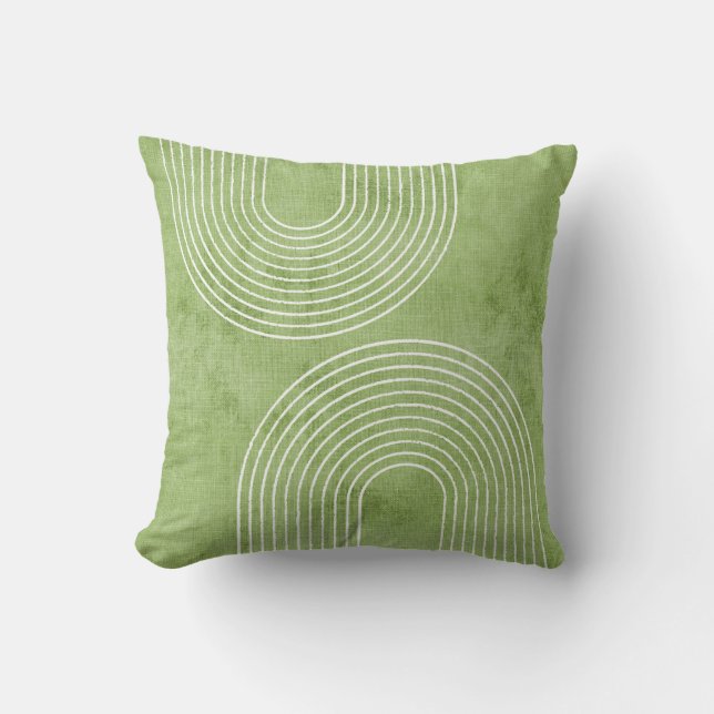 Limegrön linne minimalist kudde (Framsida)