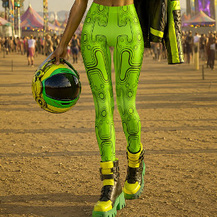 Limegrön mekanisk Android Futuristisk Robot Leggings