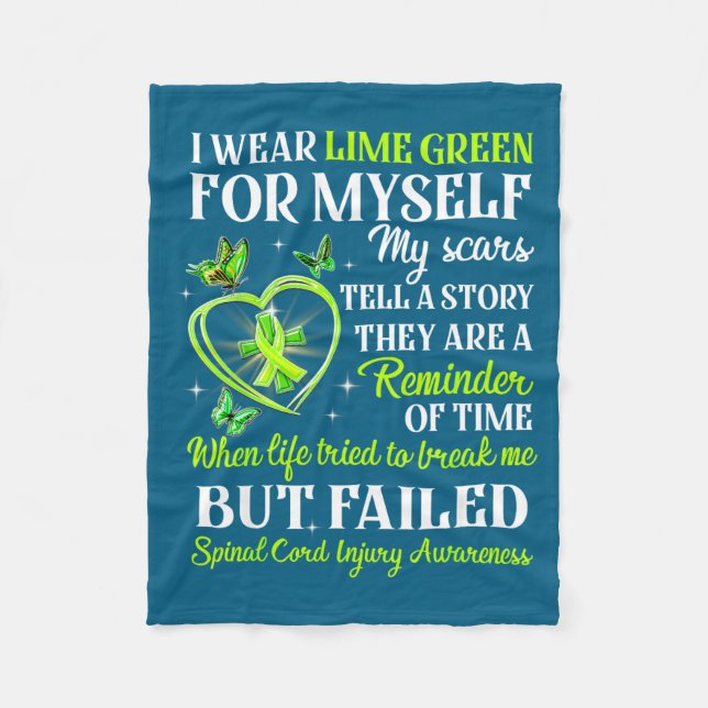 Limegrön Mig Ryggmärg Överlevande Design Fleecefilt (Framsidan)