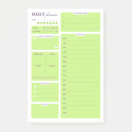 Limegrön minimalistisk daglig planerarmall post-it block