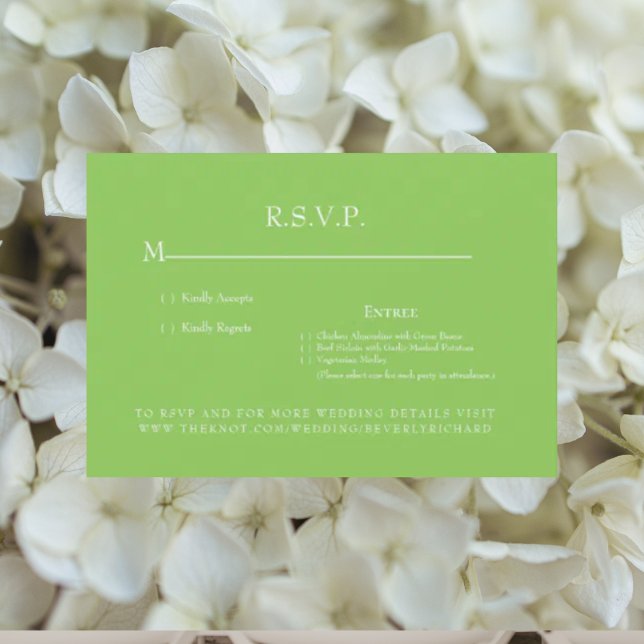 Limegrön monogram bröllops-RSVP-kort OSA Kort (Skapare uppladdad)