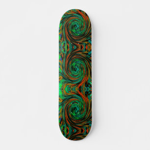 Limegrön och orange abstrakt retro virvel mini skateboard bräda 18,5 cm
